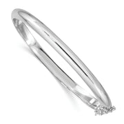 Sterling Silver Rhodium-plated 5mm w/Chain Hinged Bangle