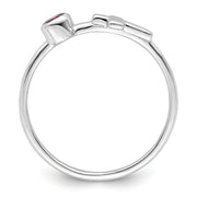 Sterling Silver Rhodium-plated Polished Cross Rhodolite Garnet Ring