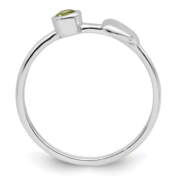 Sterling Silver Rhodium-plated Polished Heart Peridot Ring