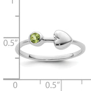 Sterling Silver Rhodium-plated Polished Heart Peridot Ring