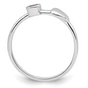 Sterling Silver Rhodium-plated Polished Heart Pink Tourmaline Ring