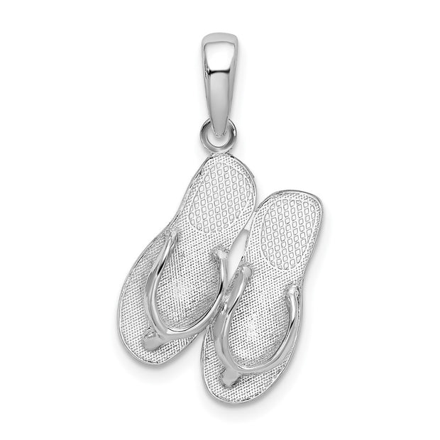 Sterling Silver Rhodium-plated Hilton Head Island Flip Flop Pendant