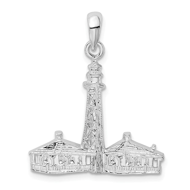 Sterling Silver Rhodium-plated Sanibel Island Lighthouse Pendant