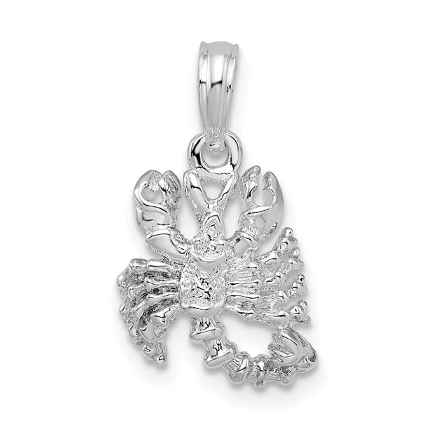 Sterling Silver Rhodium-plated Polished 3D Scorpio Zodiac Pendant