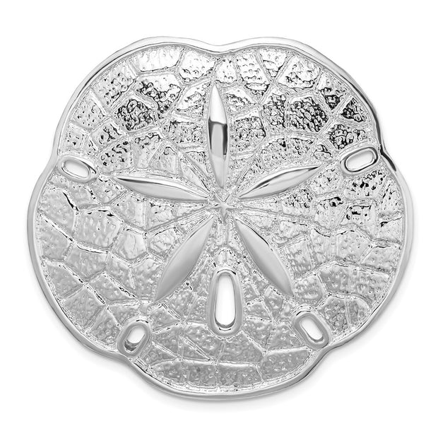Sterling Silver Rhod-plated Polished Sand Dollar w/Scalloped Edge Slide