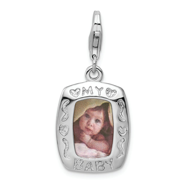 Sterling Silver Amore La Vita Rhodium-pl Polished My Baby Frame Charm