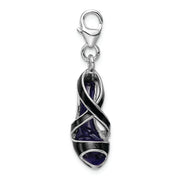 Sterling Silver Amore La Vita Rhod-pl 3-D Enameled Black High Heel Charm