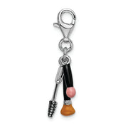Sterling Silver Amore La Vita Rhodium-plated Enameled Makeup Charm