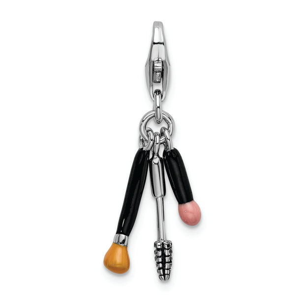 Sterling Silver Amore La Vita Rhodium-plated Enameled Makeup Charm