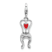 Sterling Silver Amore La Vita Rhod-pl 3-D Enameled Chair Heart Charm