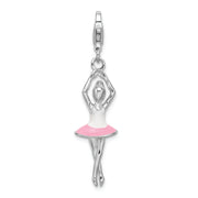 Sterling Silver Amore La Vita Rhodium-pl 3D Enameled Ballerina Charm