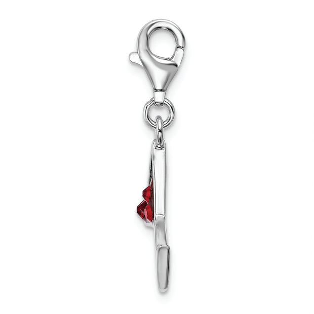 Sterling Silver Amore La Vita Rhodium-pl Red Crystal Martini Glass Charm