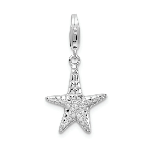 Sterling Silver Amore La Vita Rhodium-plated Polished Starfish Charm