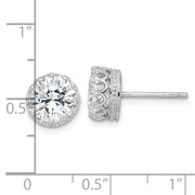 Sterling Silver Cheryl M Rhodium-plated 8mm CZ Crown Post Earrings