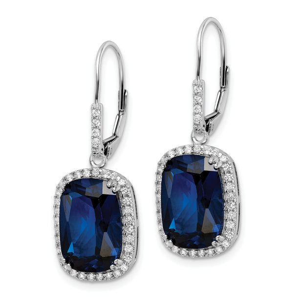Sterling Silver Cheryl M Rhod-pltd Cr. Spinel & CZ Leverback Earrings