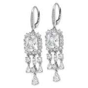 Sterling Silver Cheryl M Rhod-plated CZ Dangle Leverback Earrings