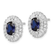 Sterling Silver Cheryl M Rhod-pl Cr Spinel & Oval CZ Halo Earrings
