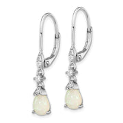 Sterling Silver Cheryl M Rh-pl Cr. Opal & CZ Leverback Dangle Earrings
