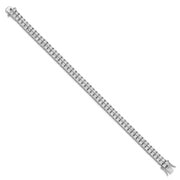 Sterling Silver Cheryl M Rhodium-plated CZ Two Row Tennis Bracelet