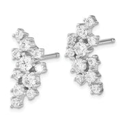 Sterling Silver Cheryl M Rhodium-plated CZ Cluster Post Earrings