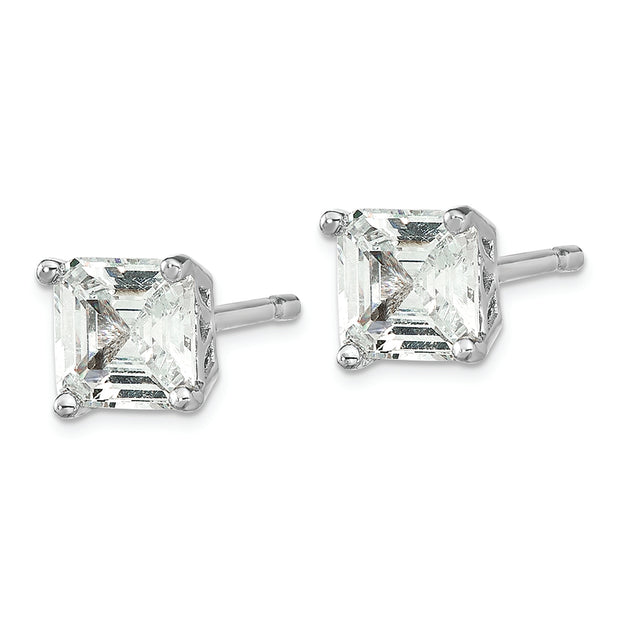 Sterling Silver Cheryl M Rhodium-plated 5mm CZ Square Post Earrings