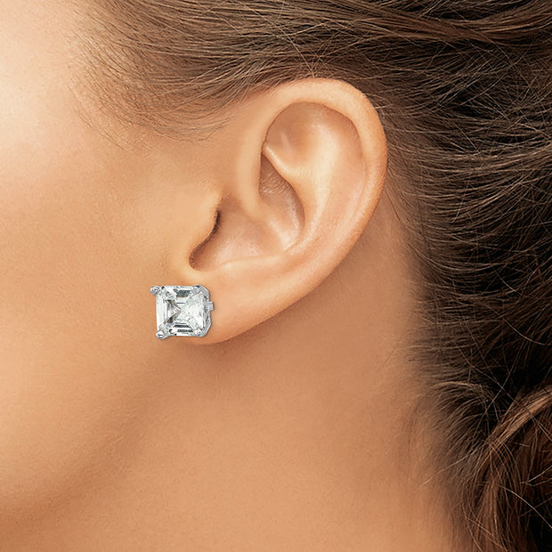 Sterling Silver Cheryl M Rhodium-plated 5mm CZ Square Post Earrings