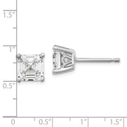 Sterling Silver Cheryl M Rhodium-plated 6mm Square CZ Post Earrings