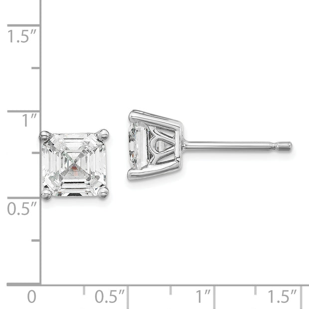 Sterling Silver Cheryl M Rhodium-plated 6mm Square CZ Post Earrings