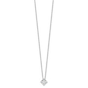 Sterling Silver Cheryl M Rhod-plated Square CZ w/ 2in ext. Necklace