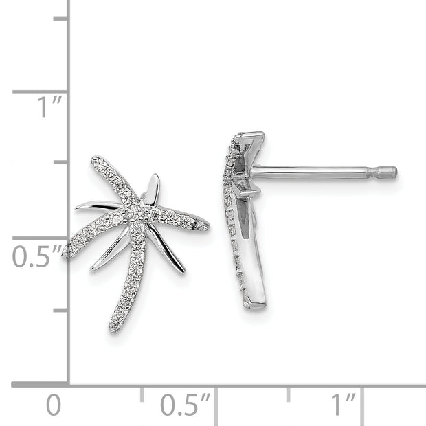 Sterling Silver Cheryl M Rhodium-plated CZ Palm Tree Post Earrings