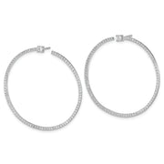Sterling Silver Cheryl M Rhodium-plated CZ Post Hoop Earrings