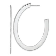 Sterling Silver Cheryl M Rhodium-plated CZ Oval Post J-Hoop Earrings