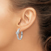 Sterling Silver Platinum-Plated Diamond Mystique Fancy Hoop Earrings