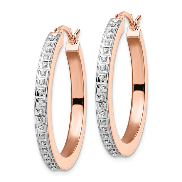 Sterling Silver Rose Gold-Plated Diamond Mystique Hoop Earrings