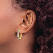 Sterling Silver Gold-Plated Diamond Mystique Dia/Emerald Hoop Earrings