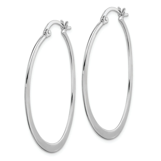Sterling Silver Rhodium-plated Polished Oval Hoop Earrings