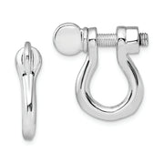 Sterling Silver Rhodium-plated Polished Shackle Link Screw Single Earring