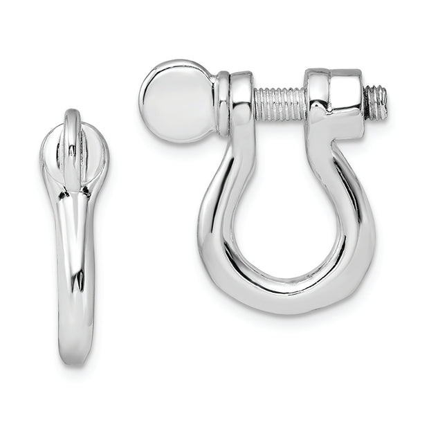 Sterling Silver Rhodium-plated Polished Shackle Link Screw Single Earring