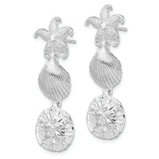 Sterling Silver Rhodium-plated Polished Sea Life Dangle Post Earrings