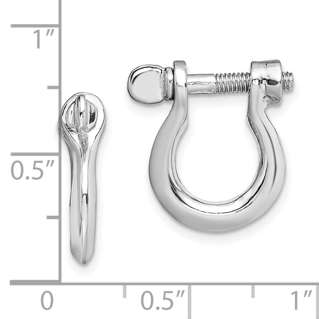 Sterling Silver Rhodium-plated Polished Med. Shackle Link Screw Earrings