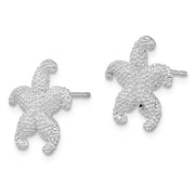 Sterling Silver Rhodium-plated Polished Starfish Post Earrings