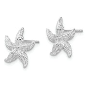 Sterling Silver Rhodium-plated Polished Starfish Post Earrings