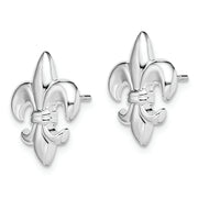 Sterling Silver Rhodium-plated Polished Small Fleur de Lis Post Earrings