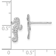 Sterling Silver Rhodium-plated Polished Mini Seahorse Post Earrings