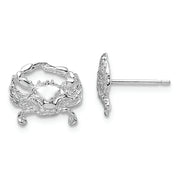 Sterling Silver Rhodium-plated Polished Small Blue Crab Post Earrings