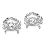 Sterling Silver Rhodium-plated Polished Blue Crab Post Earrings