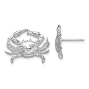 Sterling Silver Rhodium-plated Polished Blue Crab Post Earrings