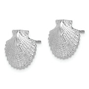 Sterling Silver Rhodium-plated Polished Scallop Shell Post Earrings