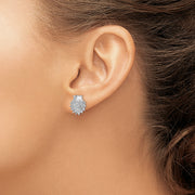 Sterling Silver Rhodium-plated Polished Lions Paw Shell Post Earrings