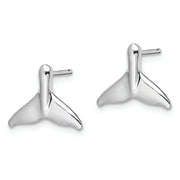 Sterling Silver Rhodium-plated Polished Whale Tail Post Earrings